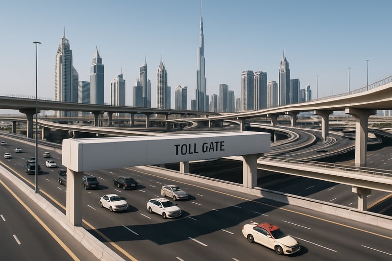 Modern toll road system in Dubai